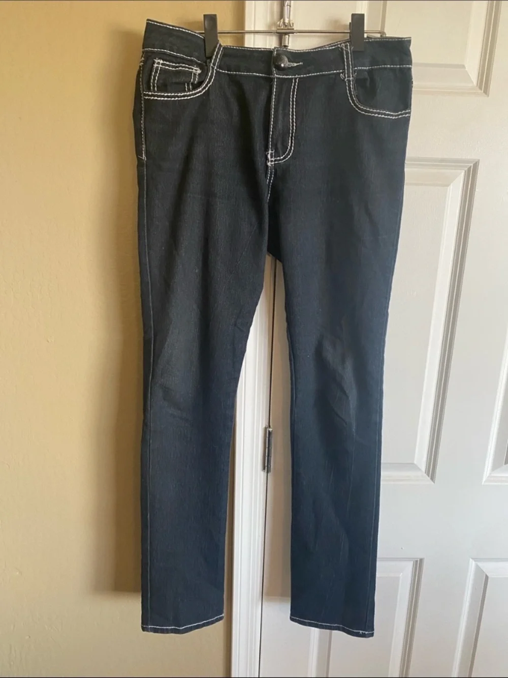Zzvet Size 14 Dark Wash Straight Leg Jeans Embroidered Y2K Western